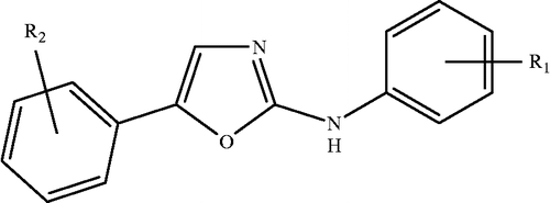Figure 1.  Structure of 2-anilino-5-aryloxazole derivatives.