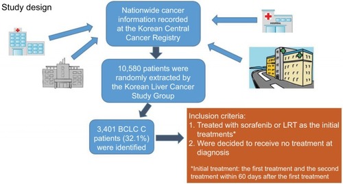 Figure 1 Schematic summary of the study design.Abbreviations: BCLC C, Barcelona Clinic of Liver Cancer stage C; LRT, local treatment including radiotherapy.