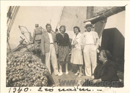 Figure 23. A group of friends in a wooden boat, somewhere off Skyros, in 1940. Copyright: Digital Collections of the Hellenic Literary and Historical Archive (ELIA); CC BY 4.0, shared under the Creative Commons licence CC BY 4.0.