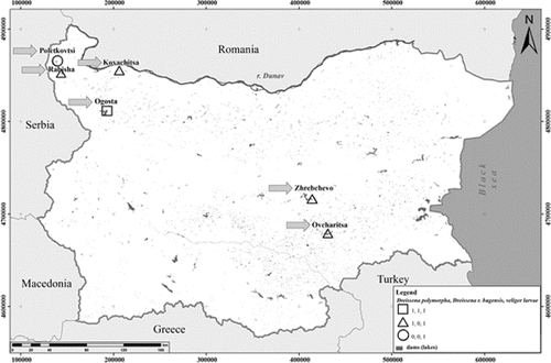 Figure 1. Map with the studied reservoirs in Bulgaria.
