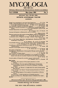 Cover image for Mycologia, Volume 73, Issue 3, 1981