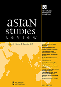 Cover image for Asian Studies Review, Volume 43, Issue 3, 2019