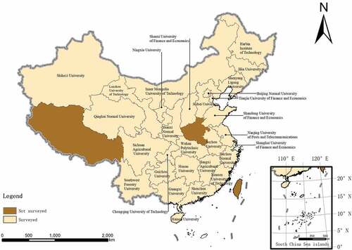 Figure 1. List of the surveyed universities in China(GS(2020)4619).