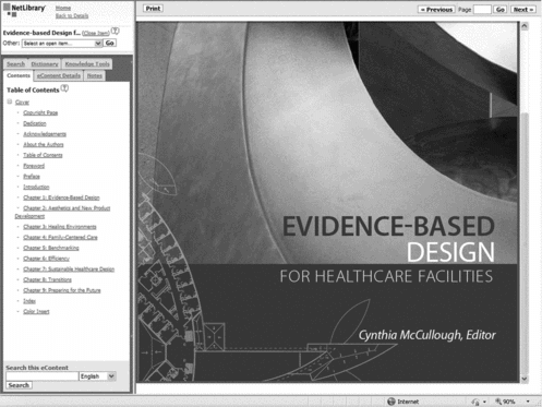 FIGURE 8 NetLibrary Online Reader. Cover image used with permission. © The Honor Society of Nursing, Sigma Theta Tau International.