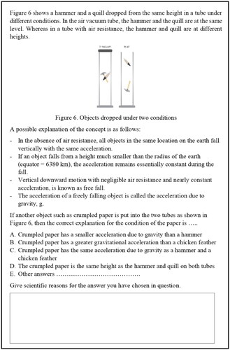 Figure 2. An example of scientific reasoning test of motion.