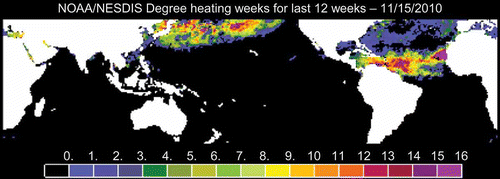 Figure 4. CRW degree heating weeks chart. Values in deg-weeks.