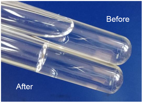 Figure 1 The photo of LCTG before and after gelation.