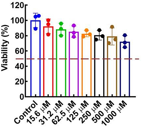 Figure 6 In vitro cellular toxicity of F9 on HepG2 cells.