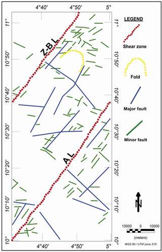 Figure 7. Structural map derived from magnetic interpretation