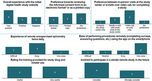 Figure 5. Key findings from the survey#Bar charts represent the number of respondents answering the survey questions; *Electronic format included video and text on asmartphone.