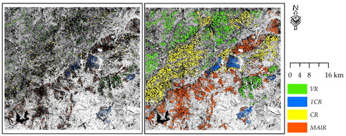 Figure 6. Distribution of training samples (a) and test samples (b), the background image is a red band from the S2 image acquired on July 21st, 2019. To make the samples clear enough, the boundaries of the sample are made bolder.