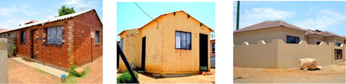 Figure 3. Mixed housing development: apartheid 4-roomed house, post-apartheid RDP house, post-apartheid mortgaged house. Source: Maphela (Citation2016).