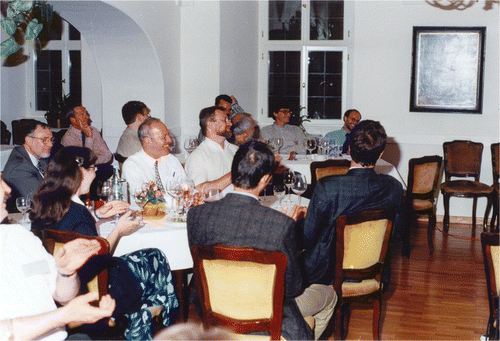 Photo 1. Otto Hutzinger at “Otto Fest” a colloquium put on by his former students, postdocs, visiting scientists and friends at the time of his retirement in June of 1998. The author is sitting just to his left.