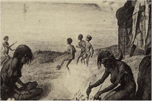 Figure 1. Aboriginal football by William Blandowski, 1850s. Source: Blandowski and Harry (Citation2010, p. 87).