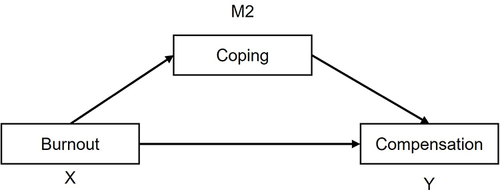 Figure 2 The direct relationship between X and Y, while coping strategies are the mediator.
