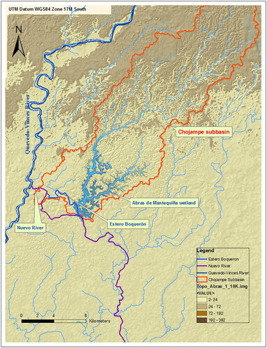 Figure 4. Digital Elevation Map at the AdM wetland scale. Source (Arias-Hidalgo, Citation2012).