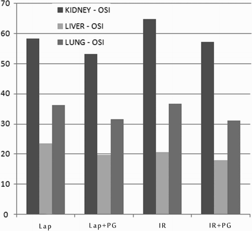 Figure 3 Comparison of OSI levels in the groups. Lap, laparotomy; PG, pomegranate; IR, ischemia–reperfusion.