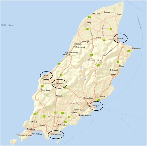 Figure 2. Fieldwork in the Isle of Man, credit: created by author using ARCGIS, © OpenStreetMap contributors and the GIS User Community.