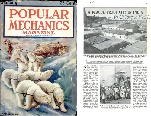 Figure 4. Cover of popular mechanics magazine and a full page on Fraser town. Source: Popular Mechanics Magazine.