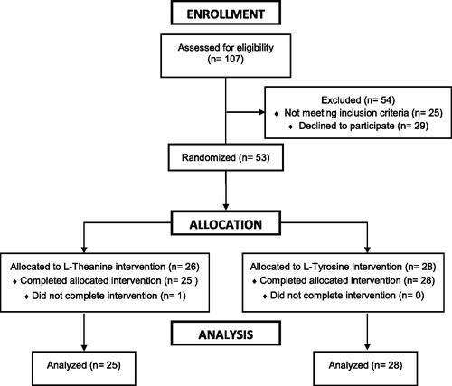 Figure 1. Consort diagram of subject recruitment, screening and randomization. Note the placebo treatment group was involved in a separate block of randomization; thus, it is not included here.