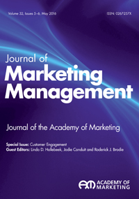 Cover image for Journal of Marketing Management, Volume 32, Issue 5-6, 2016