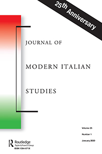 Cover image for Journal of Modern Italian Studies, Volume 25, Issue 1, 2020