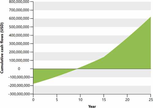 Figure 6. Cumulative cash flow of the project.