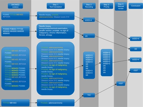 Figure 3 Computational steps in the process of transcoding SNOMED codes into a readily analyzable format.
