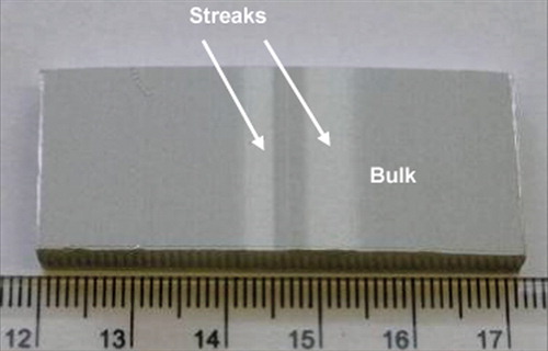Figure 1. Optical image of extrusion with streak defects