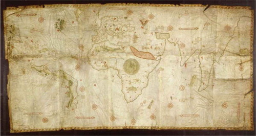 Figure 3. The manuscript map of Nicolo Caveri of 1503 (Bibliothèque Nationale de France, Paris)