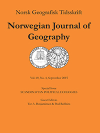 Cover image for Norsk Geografisk Tidsskrift - Norwegian Journal of Geography, Volume 69, Issue 4, 2015