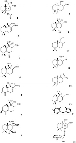 Figure 2. Drimane, colorotane sesquiterpenoides and other compounds isolated from Wurburgia species.