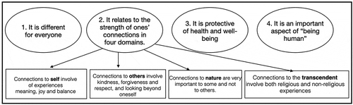 Figure 1. Perceptions of spiritual health identified as important by Canadian young people