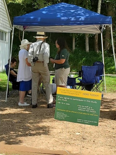 Figure 5. A George Mason University researcher engaging participants. Photo: Susan Howard, 2019.