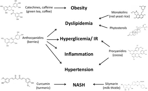 Figure 1 Effect of natural bioactive compounds on the main features of MetS.