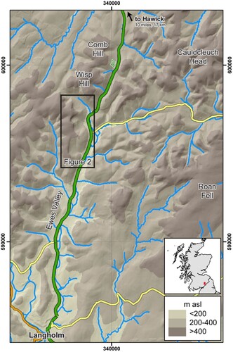 Figure 1. Location of the Ewes Valley study area, southern Scotland.