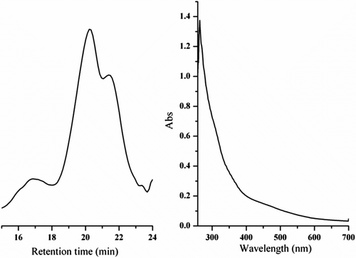 Figure 2 GPC curve (a) and UV–vis spectrum of PDEFD.