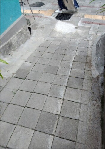 Photo 2. Paving blocks along Participant 10’s journey to an angkringan (street food stall). They were better installed but the road surface was still not flat.