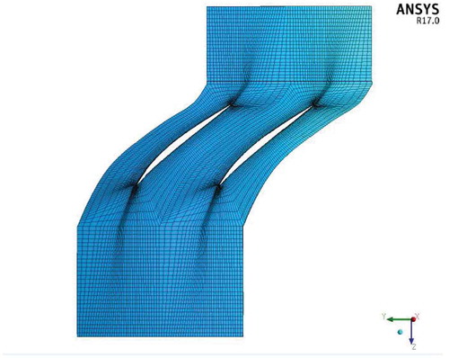 Figure 5. Representation of mesh elements near the leading edge and trailing edge in ANSYS®.