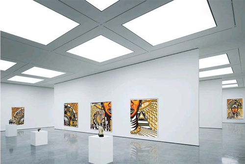 Figure 10. The finished work (wall panels) simulated in a gallery (Simulated in August 2021).