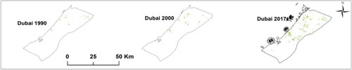 Figure 5. Green areas in Dubai (1990–2017) (Abulibdeh et al., Citation2019b)