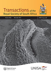Cover image for Transactions of the Royal Society of South Africa, Volume 72, Issue 3, 2017