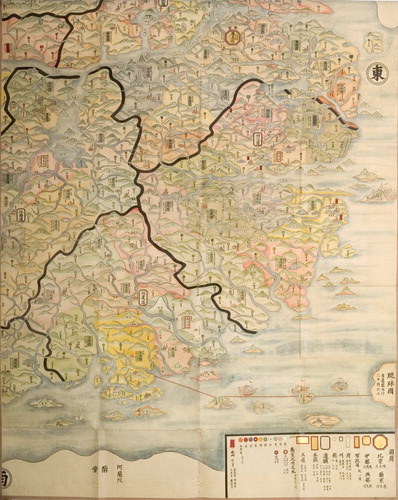 Figure 7. Map of China by S?kaku, 1691, the South-Eastern part of the huge whole map
