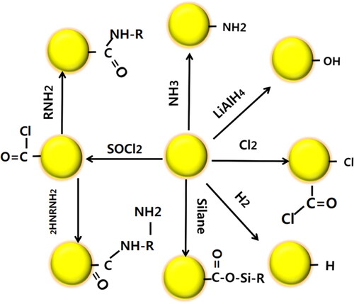 Figure 3. Surface functionalization of NDs [Citation16].