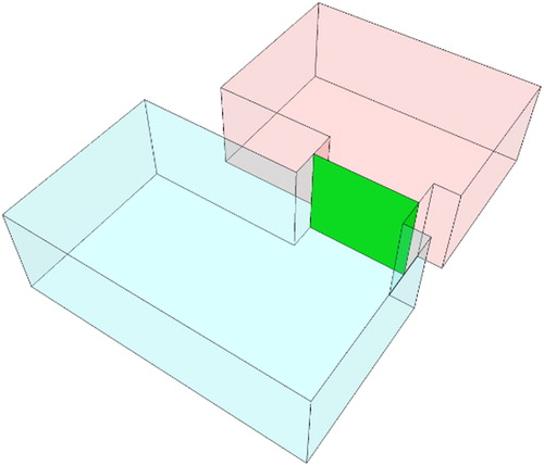 Figure 1 The passages between indoor spaces are realised by touching surfaces (green)