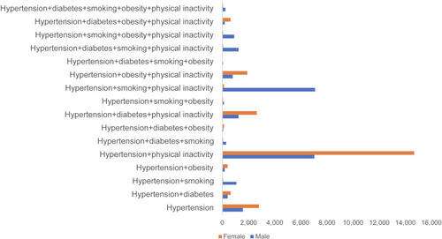 Figure 4 Combinations of stroke risk factors in the present study.