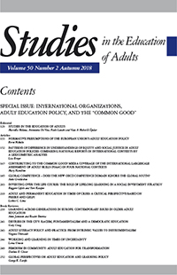 Cover image for Studies in the Education of Adults, Volume 50, Issue 2, 2018