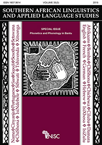 Cover image for Southern African Linguistics and Applied Language Studies, Volume 33, Issue 3, 2015