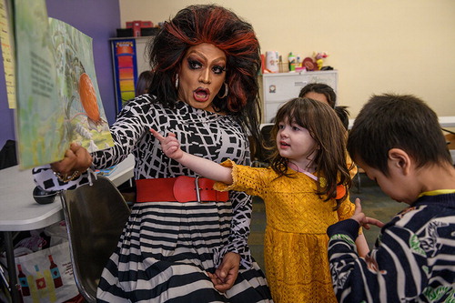 Figure 2. Angel Elektra reading at a Story Hour. Photo by Paolo Quadrini.